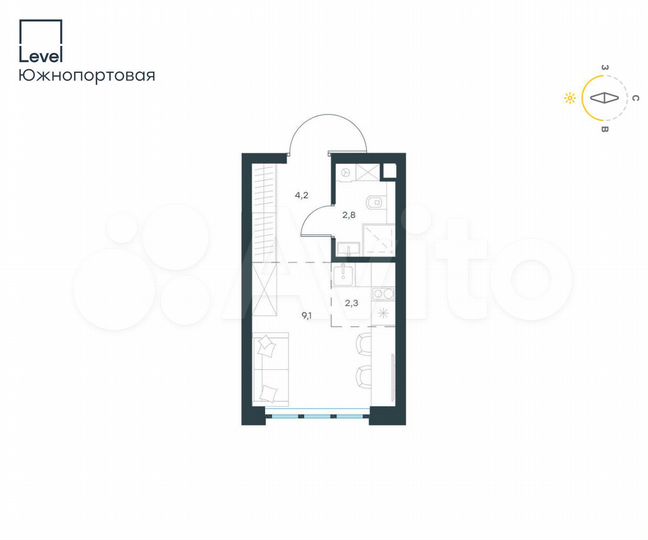 Квартира-студия, 18,4 м², 2/24 эт.