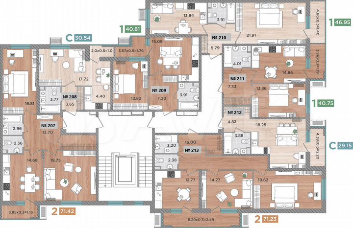 2-к. квартира, 71,4 м², 2/8 эт.