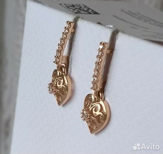 585 серьги с подвесками сердце Новые 4000/гр