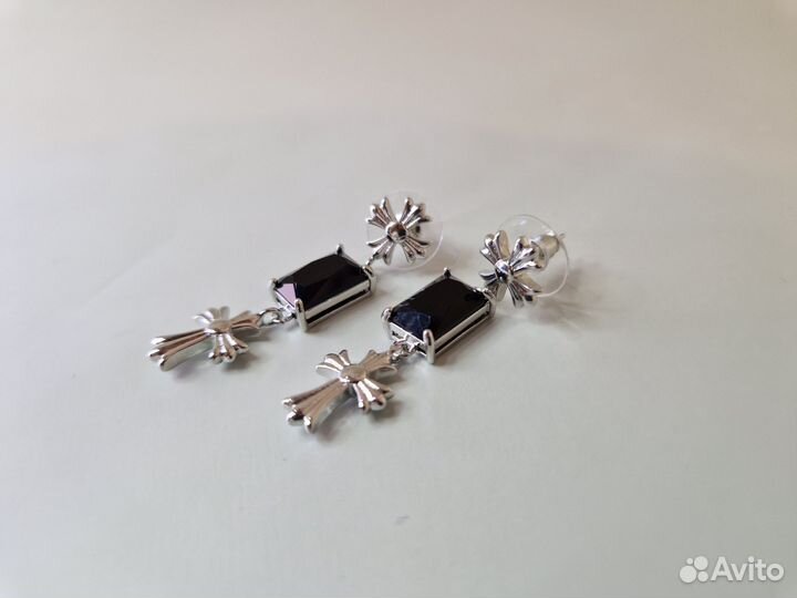 Серьги длинные в стиле Chrome Hearts