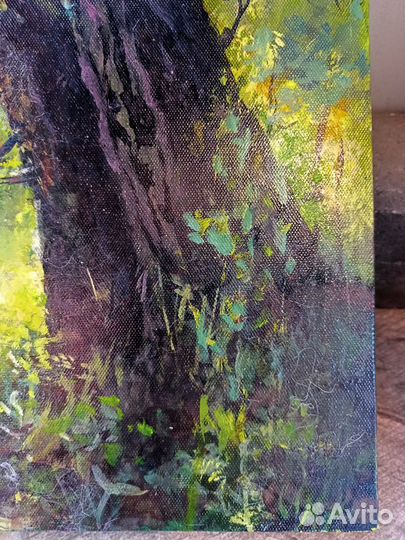 Картина маслом на холсте пейзаж лес