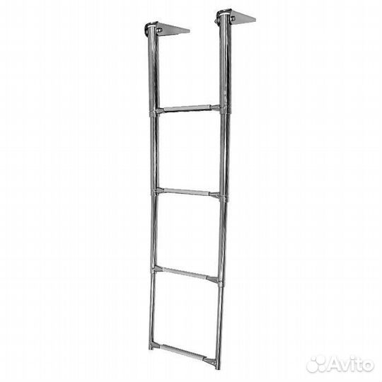 Трап телескопический складной узкий, 4 серых ступе