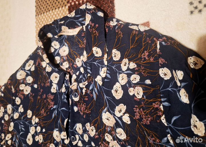 Рубашка женская Lc Waikiki. Синяя с цветочным прин