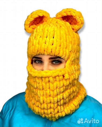 Шапка балаклава с ушками новая