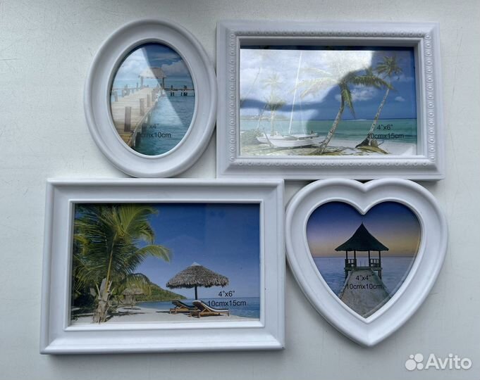 Новая Фоторамка для 4х фотографий Белая