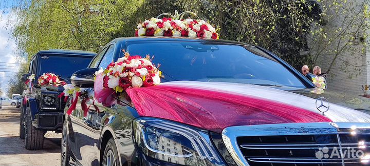 Свадебные украшения на машину прокат