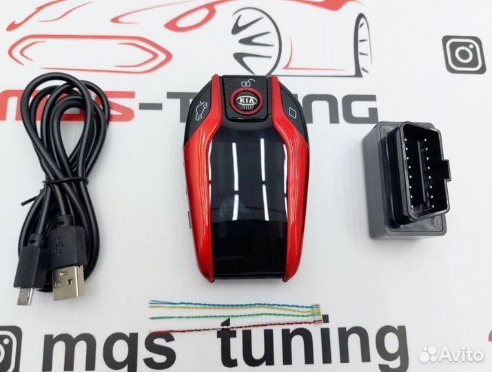 Смарт ключ Киа дизайн BMW красный с экраном