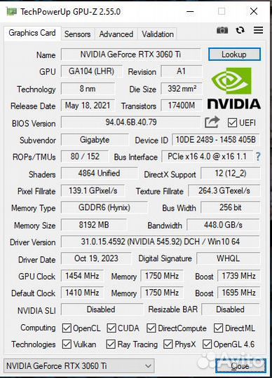 Видеокарта rtx 3060ti 8Gb