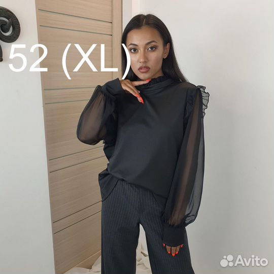 Кофта с полупрозрачными пукавам и рюшами Shein 52