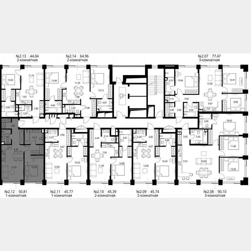 1-к. квартира, 50,8 м², 2/10 эт.