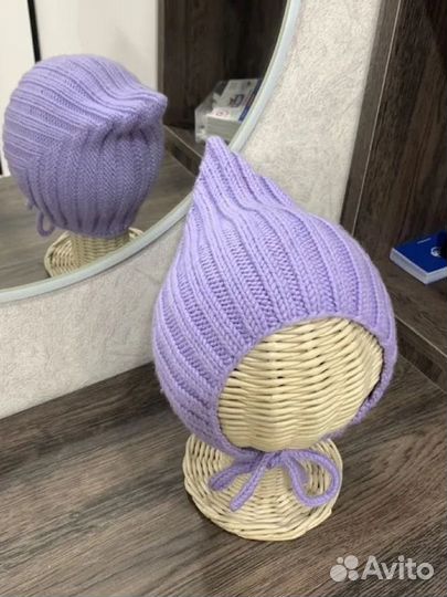 Вязаный чепчик из мериноса 42 б/у