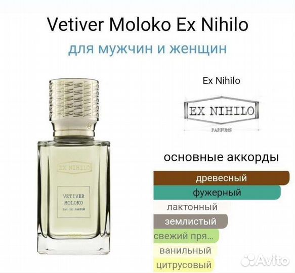 Духи Vetiver Moloko Ex Nihilo,100ml