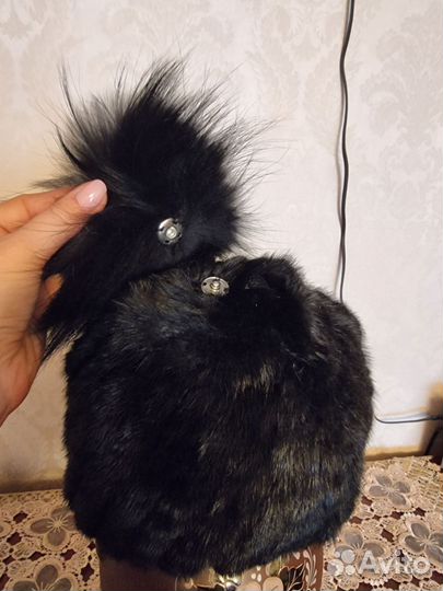 Шапка женская зимняя вязаная норка италия