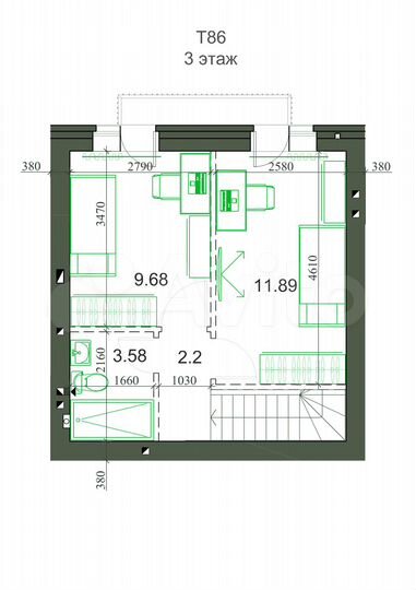 Таунхаус 87 м² на участке 1 сот.