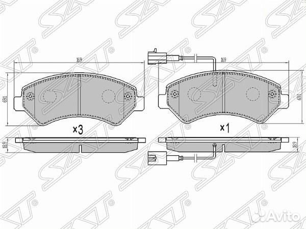 Колодки тормозные перед peugeot boxer 06- (2 датчи