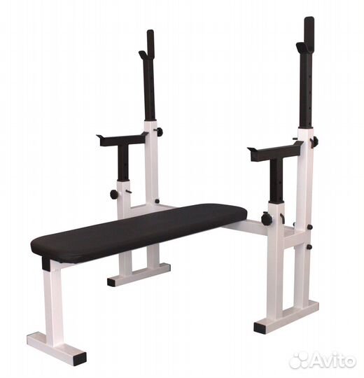 Скамья для жима со стойками для штанги и страховка