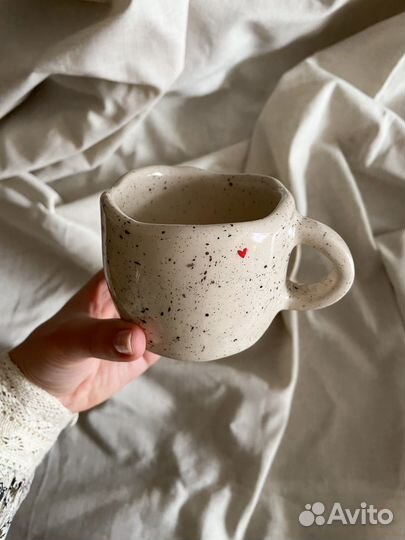 Кружка керамическая с блюдцем. Ручная работа