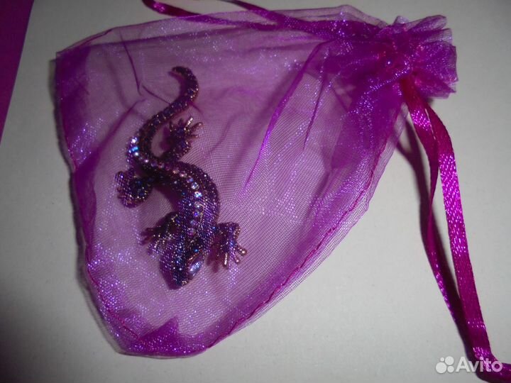 Брошь Чудо-ящерица бижут сплав стразы 3 х 6.5