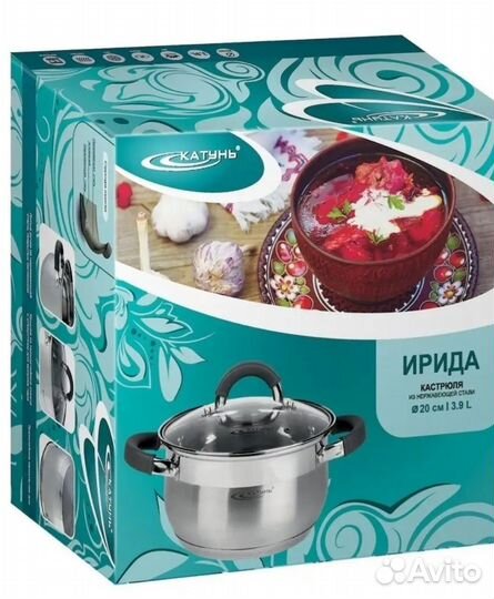 Кастрюля из нержавеющей стали 3.9 л для всех плит