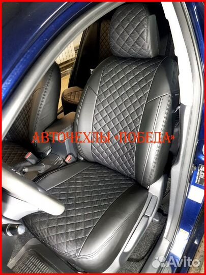 Чехлы Toyota Corolla 11 из экокожи чёрные Ромб