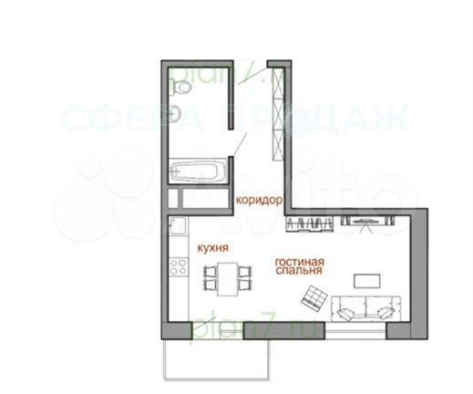 1-к. квартира, 39 м², 7/15 эт.