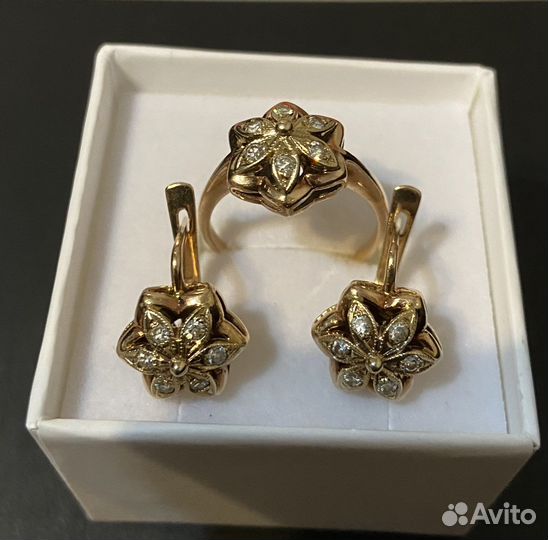 Серьги и кольцо Малинка СССР