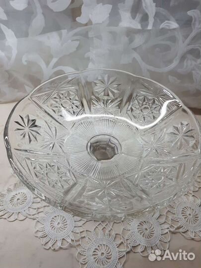 Ваза для фруктов на ножке стекло СССР