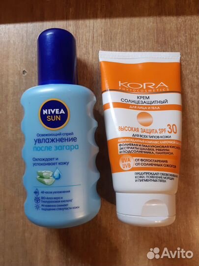 Крема от и после загара, солнцезащитные 30spf, бу