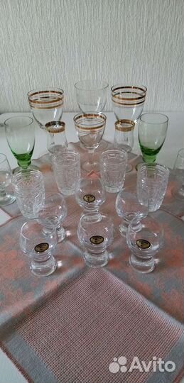 Богемия, хрусталь, фужеры на ножке, рюмки на ножке