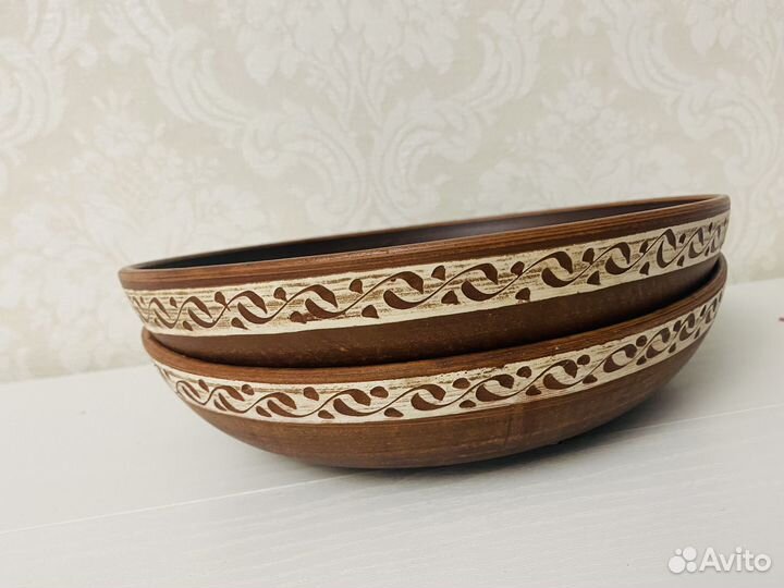 Салатники тарелки из глины эко-посуда