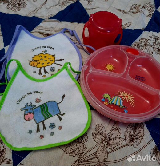Термотарелка Canpol Babies, поильник, нагрудники