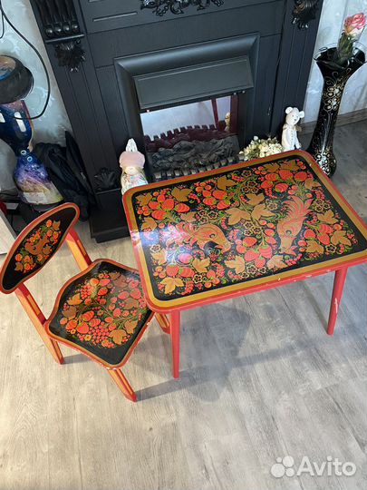 Стол и стул детский ручная роспись