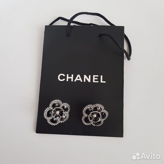 Черные Клипсы камелии Chanel новые