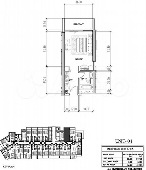 Квартира-студия, 38 м² (ОАЭ)