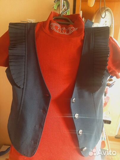 Жилетка школьная синяя, р-р 128-134