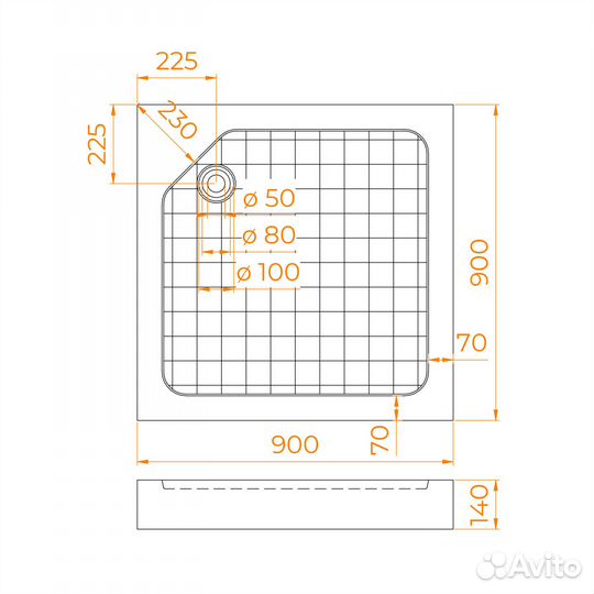 Душевой поддон 90х90 RGW SMC-W Белый