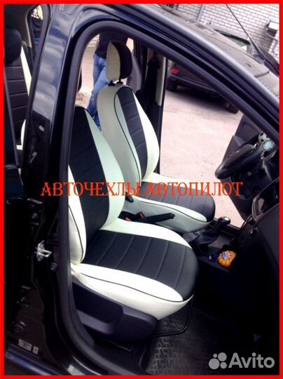 Чехлы Автопилот Renault Logan 2 из экокожи бел-чёр