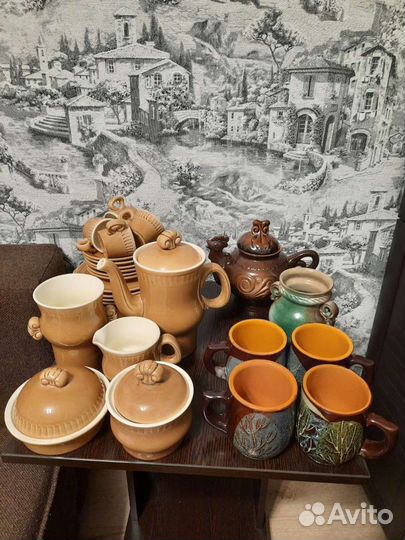 Чашки,чайник,ваза,сервиз керамика,ретро,винтаж,ссс