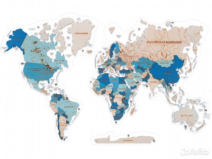 Деревянная карта мира на стену Джозани