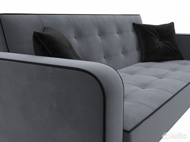 Диван-книжка Тур, велюр, серый, черный, черный