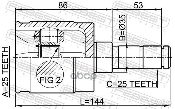 ШРУС внутренний правый 25x35x25 (honda jazz/FIT