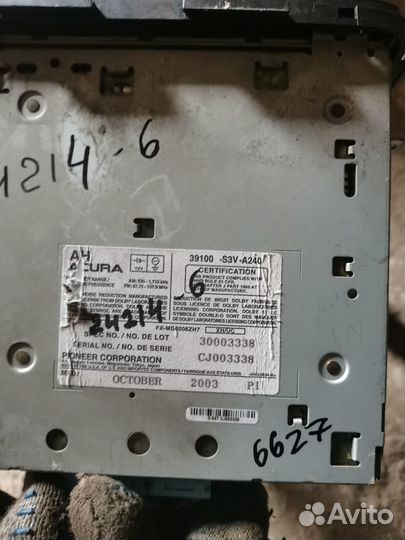 Магнитола acura mdx yd1 2004 года