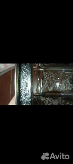 Хрустальная Конфетница СССР с серебряным ободком