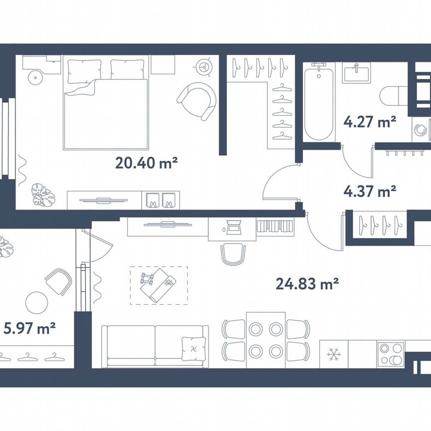 1-к. квартира, 56,9 м², 3/11 эт.