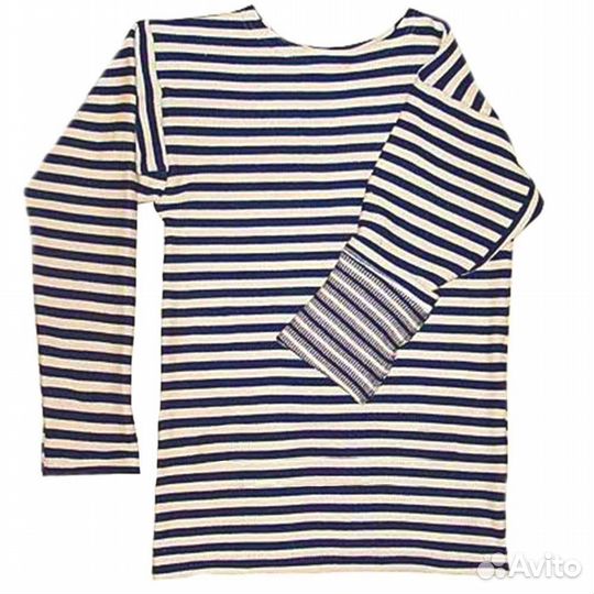 4435 Тельняшка двойной вязки, хлопок, синяя