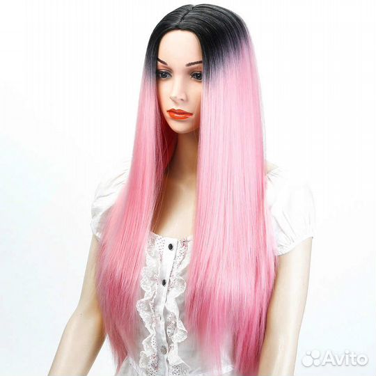 Парик розовые волосы 95см