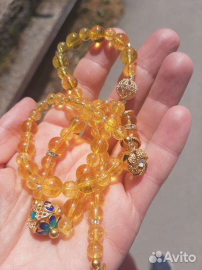 Бусы, браслет цитрин