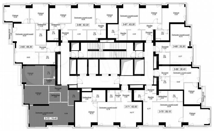 2-к. квартира, 74,4 м², 10/41 эт.