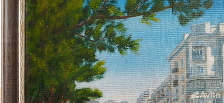 Картина масло подрам городской пейзаж Новороссийск