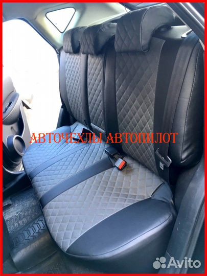 Чехлы Автопилот Nissan Juke из экокожи чёрно-серые